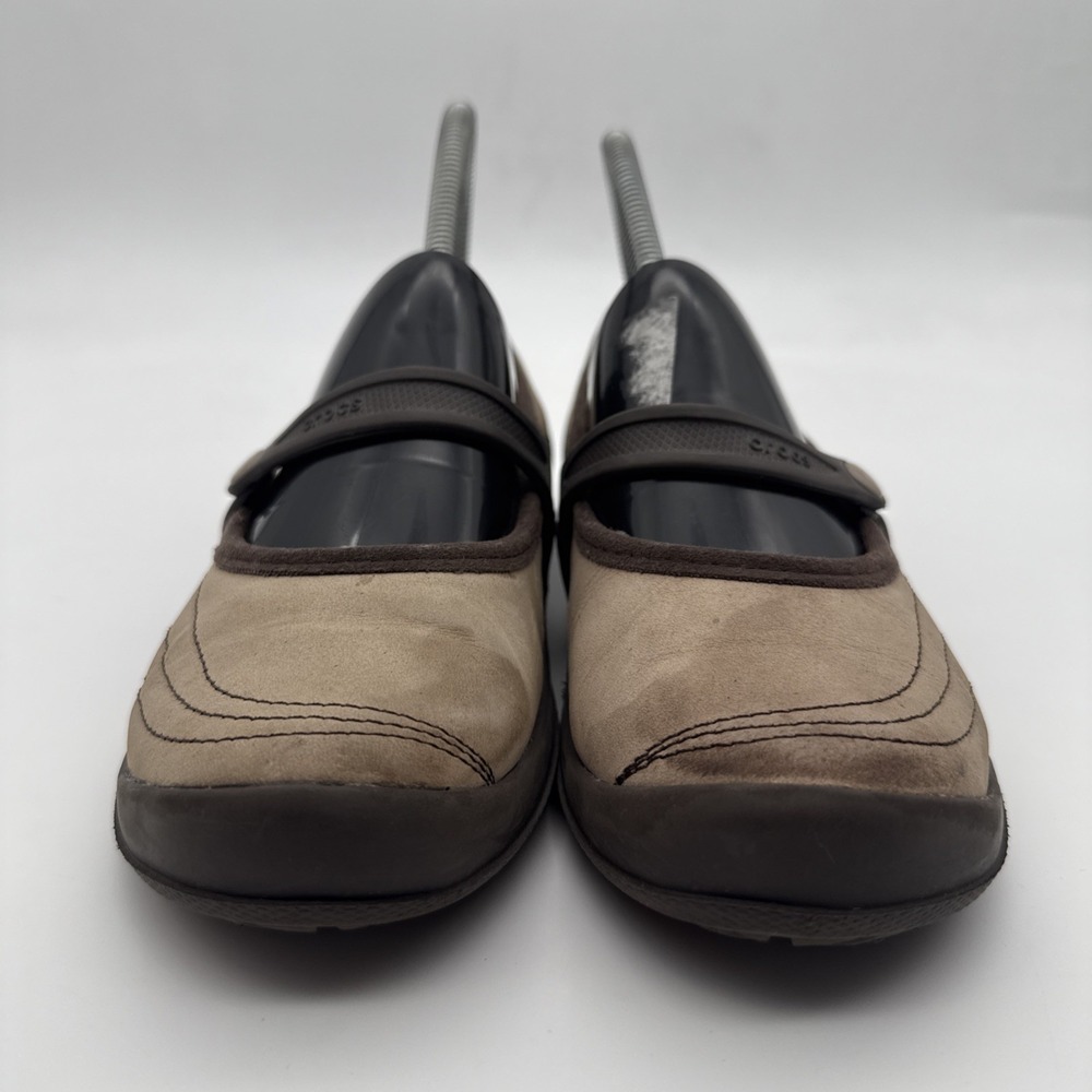 CROCS Mary Jane Flat Ballerina Walking Shoes Womens Sz 6 Espresso Nubuck - Picture 7 of 15